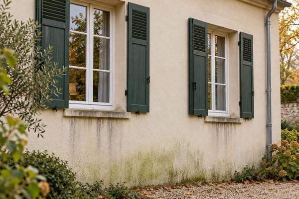 Traces sur une façade enduite