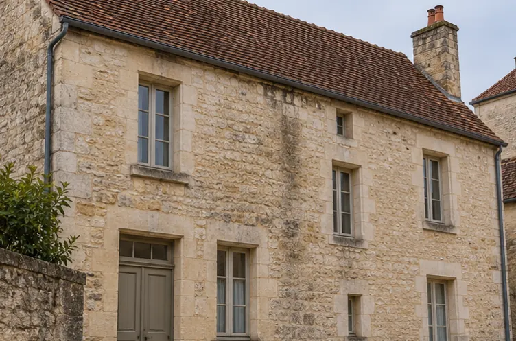 Illustration : Maison en pierre calcaire à joints de mortier