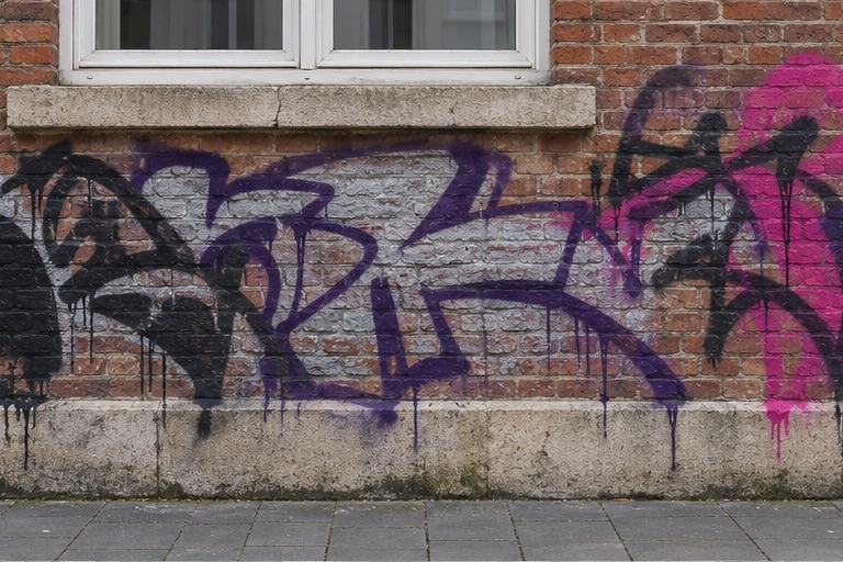 Illustration du bâti régional — Hauts-de-France — avec graffiti