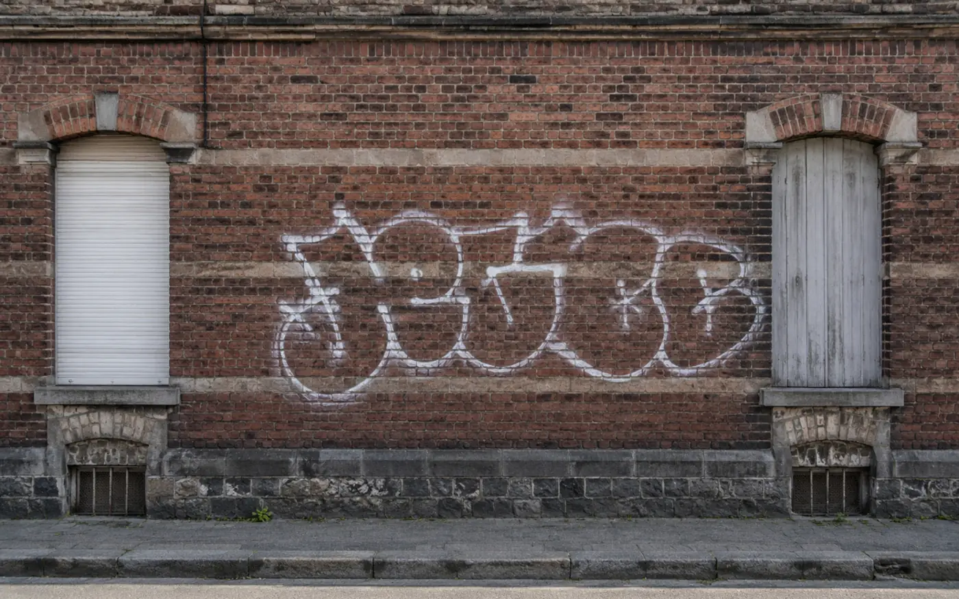 Illustration du bâti régional — Hauts-de-France — avec graffiti
